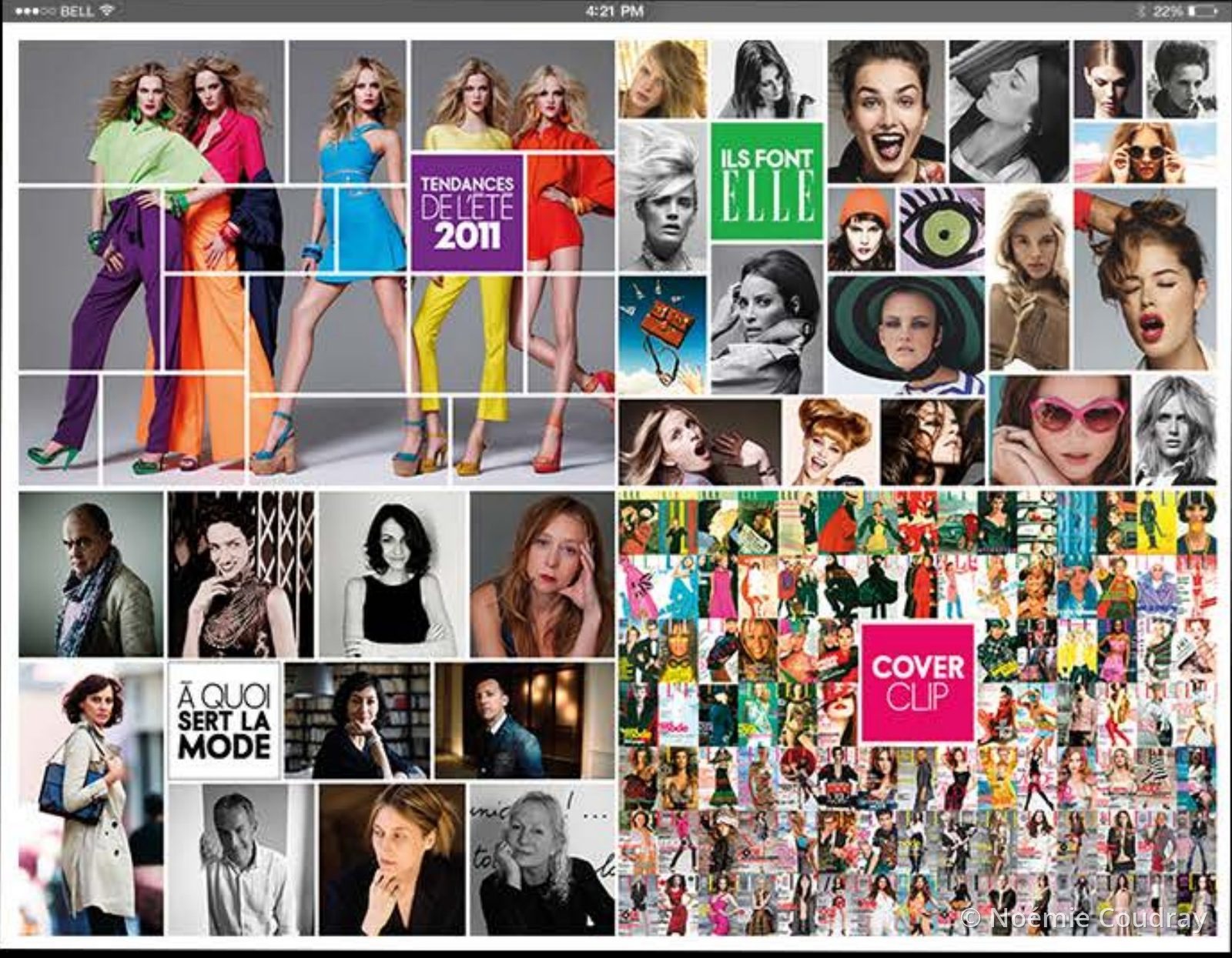 Home screen: mosaic of portraits and summer 2011 trends