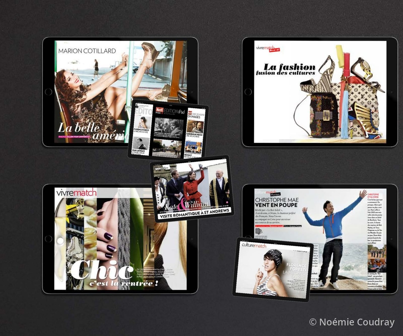 Pages from the Paris Match iPad edition: Marion Cotillard, fashion, culture